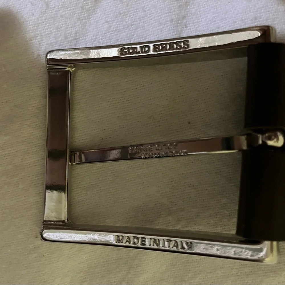 Alero Sport Five Farms Italian Leather Belt Brass Buckle Made In Italy Sz 50” L
